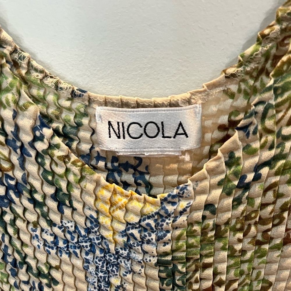 Y2K Nicola Crinkle Floral Mosaic Tank Top Size XS/S 90’s Boho Vintage - Picture 3 of 4